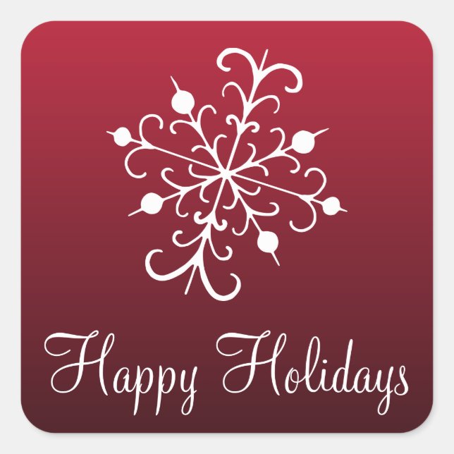 Pegatina Cuadrada Pegatinas de copo de nieve rojo (Anverso)