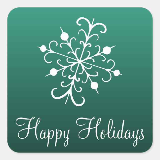 Pegatina Cuadrada Pegatinas de copo de nieve verde (Anverso)