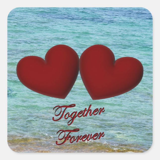 Pegatina Cuadrada Pegatinas de corazones cuadrados (Anverso)