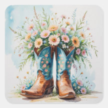Pegatinas de Cowgirl Boots Bouquet | Tema occident