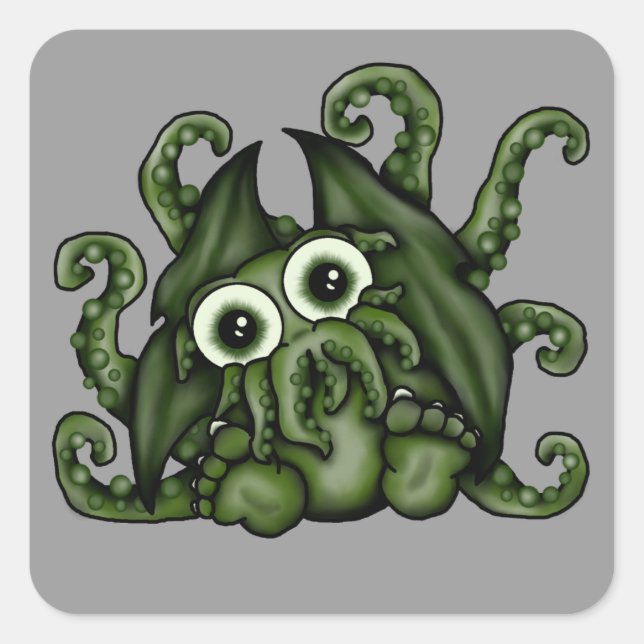 Pegatina Cuadrada Pegatinas de Cthulhu (Anverso)