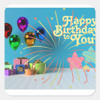 Pegatina Cuadrada Pegatinas de cumpleaños