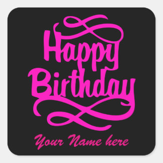 Pegatina Cuadrada pegatinas de cumpleaños felices de ricks