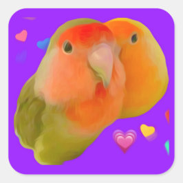 Pegatina Cuadrada Pegatinas de Cute Lovebird