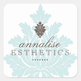 Pegatina Cuadrada Pegatinas de Damasco Azul bonito