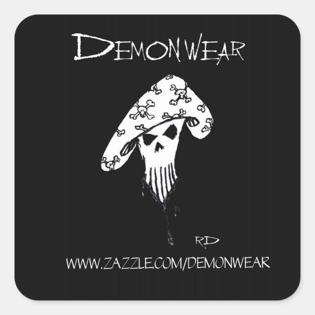Pegatina Cuadrada Pegatinas de demostración de DemonWear (Anverso)
