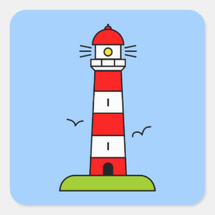 Pegatina Cuadrada Pegatinas de dibujo del faro