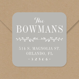 Pegatina Cuadrada Pegatinas de dirección de retorno de monograma fam