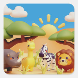 Pegatina Cuadrada "Pegatinas de diseño de animales salvajes"