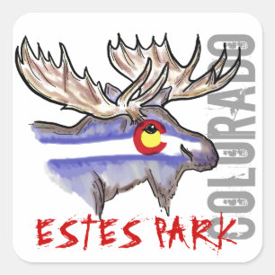 Pegatina Cuadrada Pegatinas de diseño de elk de Estes Park Colorado