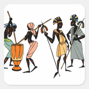 Pegatina Cuadrada Pegatinas de diseño tribal nativos de África