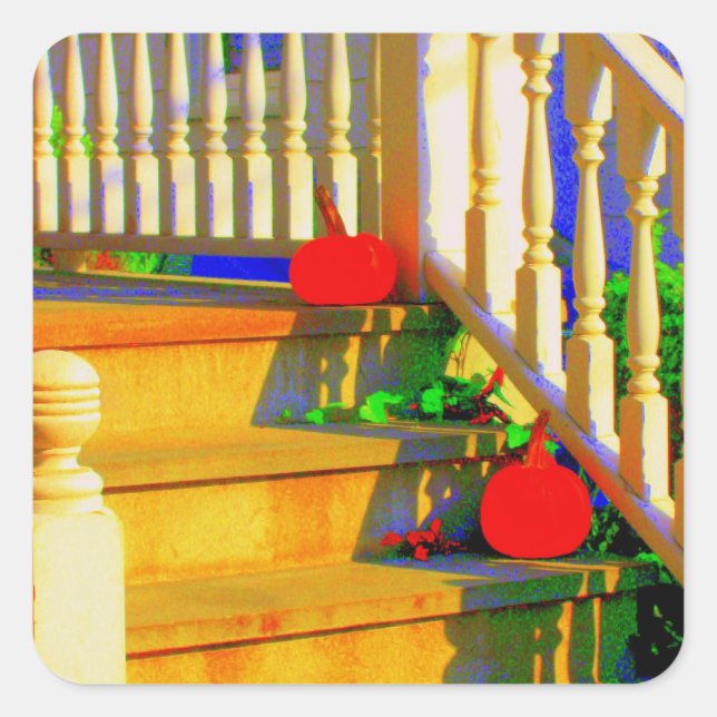 Pegatina Cuadrada pegatinas de "Dos calabazas" (Anverso)