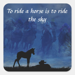 Pegatina Cuadrada Pegatinas De Dos Toroughbred Racehorse Fool