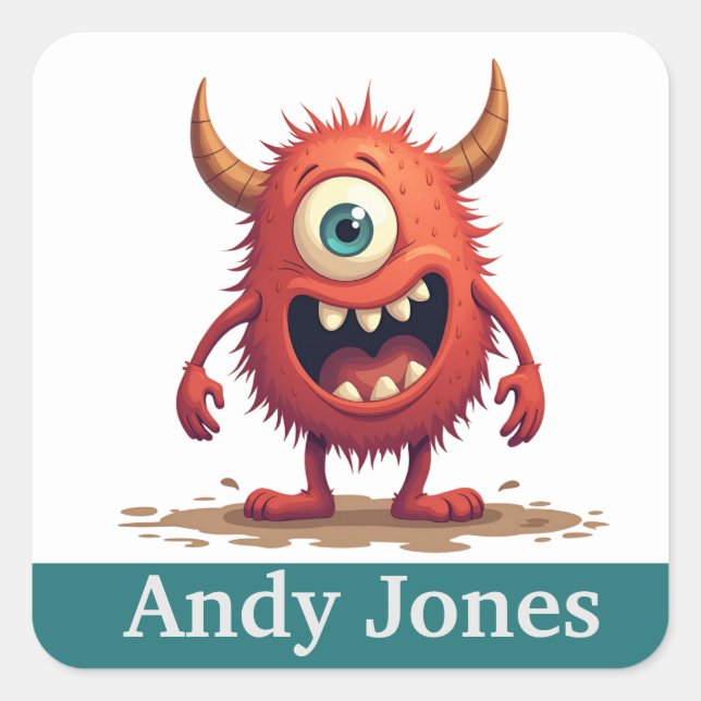 Pegatina Cuadrada Pegatinas de dragón personalizados coloridos (Anverso)