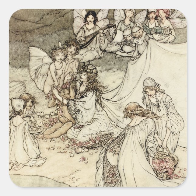 Pegatina Cuadrada Pegatinas de Dream Fairy Square en la noche del ve (Anverso)