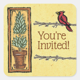 Pegatina Cuadrada Pegatinas de ducha de novia en un jardín rústico