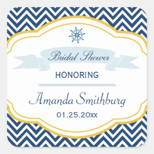 Pegatina Cuadrada Pegatinas de ducha de oro de la marina de chevron