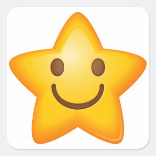 Pegatina Cuadrada Pegatinas de Emoji de Star Happy