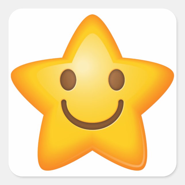 Pegatina Cuadrada Pegatinas de Emoji de Star Happy (Anverso)