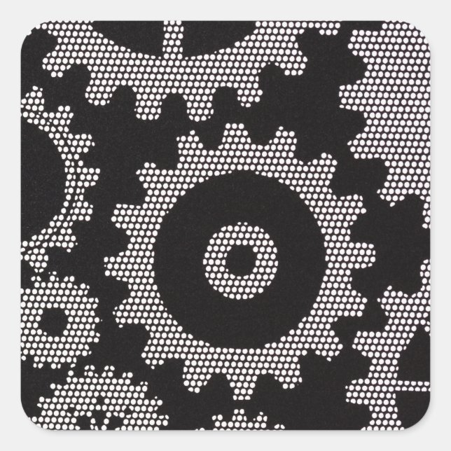 Pegatina Cuadrada pegatinas de engranajes de malla (Anverso)