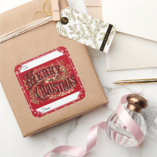 Pegatina Cuadrada Pegatinas de etiquetas de regalo de navidad de mor