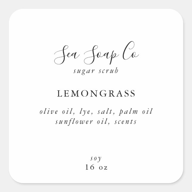 Pegatina Cuadrada Pegatinas de exfoliante de azúcar (Anverso)