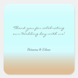 Pegatina Cuadrada Pegatinas de Favor de Beach Ombre Elegante