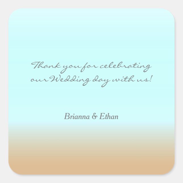 Pegatina Cuadrada Pegatinas de Favor de Beach Ombre Elegante (Anverso)