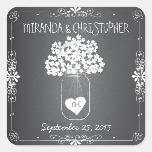 Pegatina Cuadrada Pegatinas de favores personalizados de Chalkboard