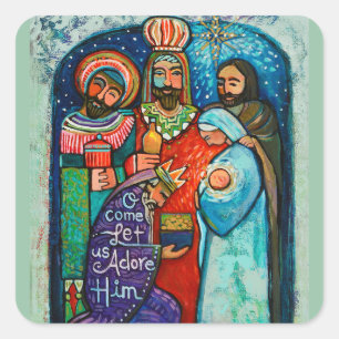 Pegatina Cuadrada Pegatinas de feriado de tres reyes Navidades