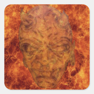 Pegatina Cuadrada Pegatinas de Fire Demon Square