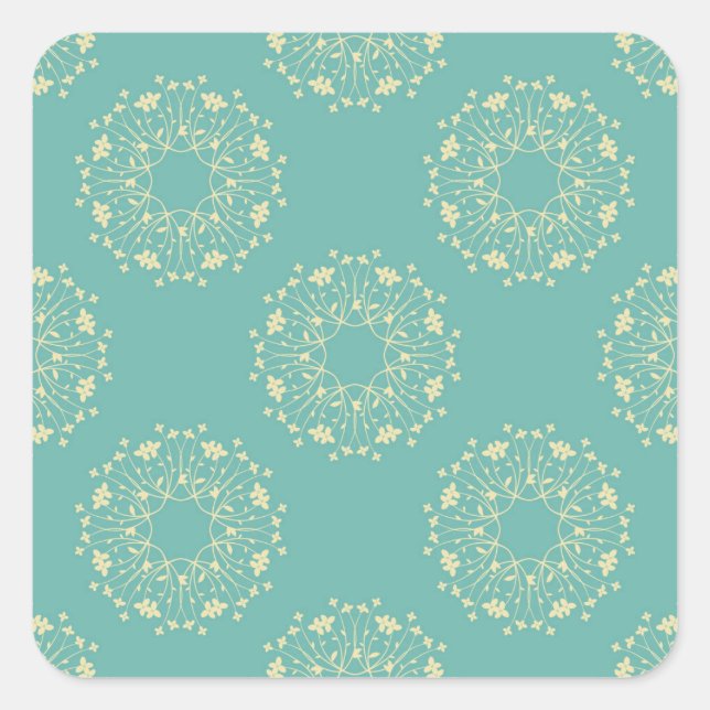 Pegatina Cuadrada pegatinas de flores de época antigua (Anverso)