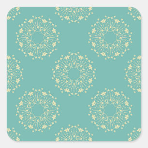 Pegatina Cuadrada pegatinas de flores de época antigua