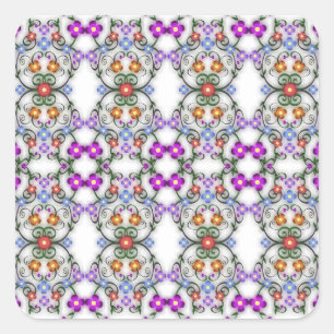 Pegatina Cuadrada pegatinas de flores ornamentales