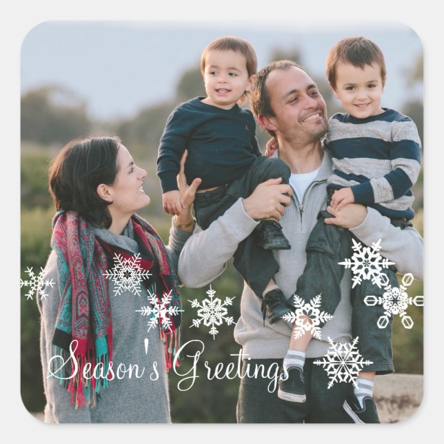 Pegatina Cuadrada Pegatinas de fotografía marfileños elegantes con c (Anverso)