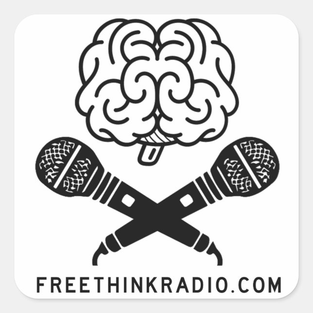Pegatina Cuadrada Pegatinas de FreeThinkRadio Brainbone (Anverso)