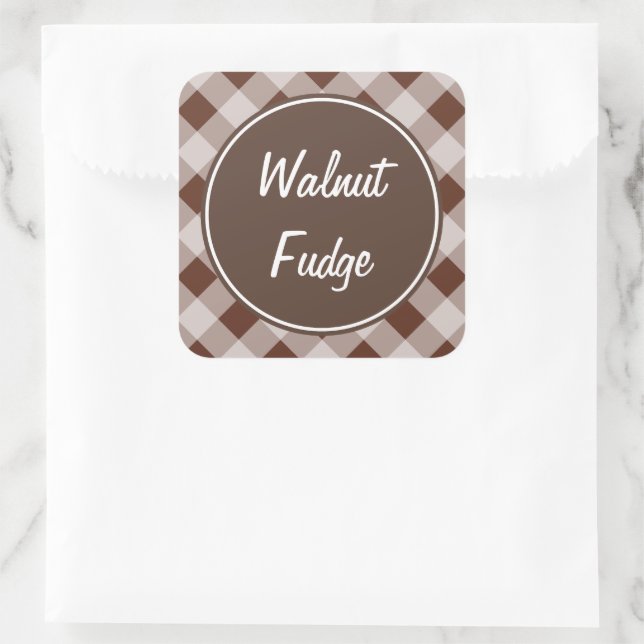 Pegatina Cuadrada Pegatinas de Fudge Gingham Kitchen (Bolso)