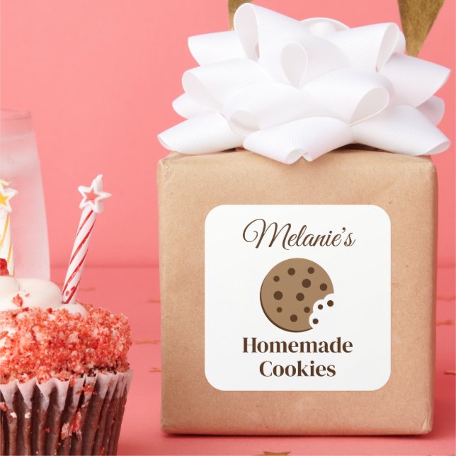 Pegatina Cuadrada pegatinas de galletas de chocolate caseras de pers (Fiesta)