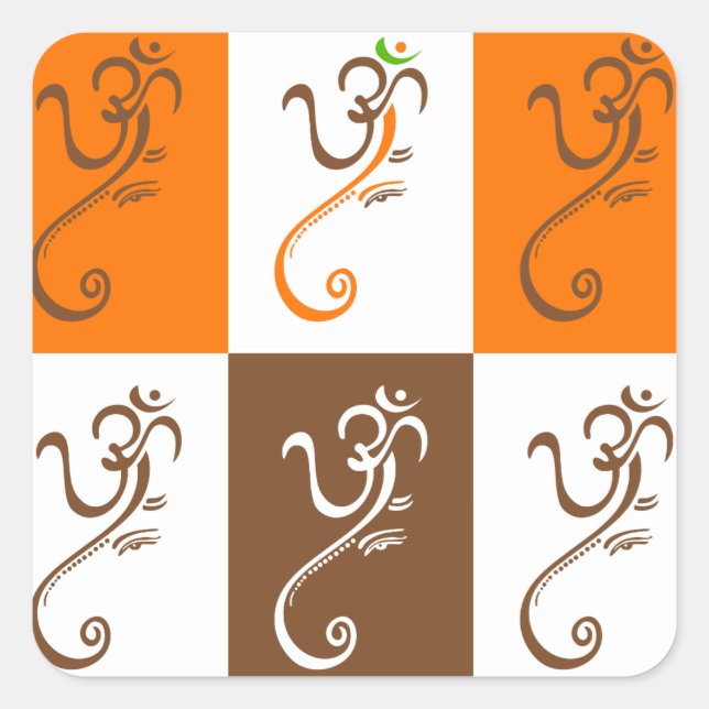 Pegatina Cuadrada Pegatinas de Ganesha (Anverso)