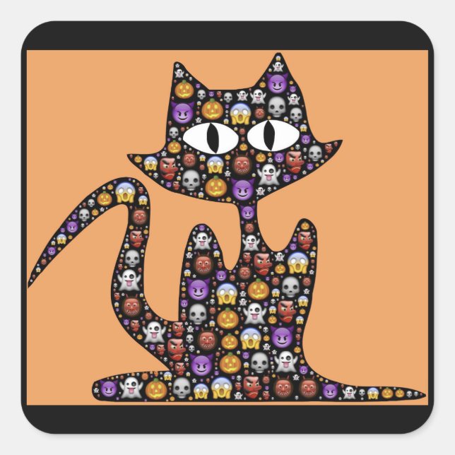 Pegatina Cuadrada pegatinas de gatos de emoji de halloween (Anverso)