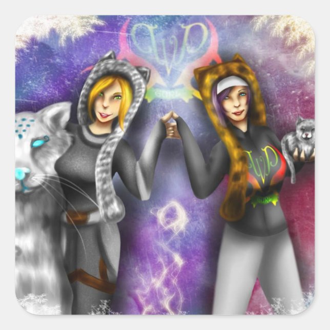 Pegatina Cuadrada Pegatinas de Gigi y Jaja (Anverso)