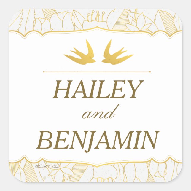 Pegatina Cuadrada Pegatinas de Gold Flora Bliss (Anverso)