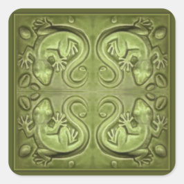 Pegatina Cuadrada Pegatinas de Good Fortune Lizard Tiles