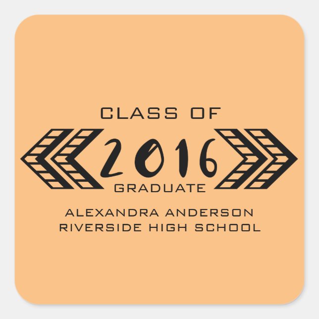 Pegatina Cuadrada Pegatinas de graduación azteca de la tribu negra (Anverso)