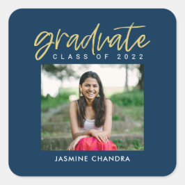 Pegatina Cuadrada Pegatinas de graduación de color editables de Guay
