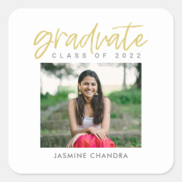 Pegatina Cuadrada Pegatinas de graduación de color editables de Guay