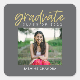 Pegatina Cuadrada Pegatinas de graduación de color editables de Guay