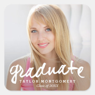 Pegatina Cuadrada Pegatinas de graduación orgullosamente cepillados