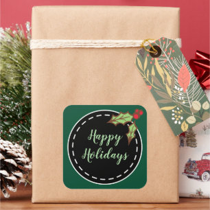 Pegatina Cuadrada Pegatinas de Green Happy Holidays