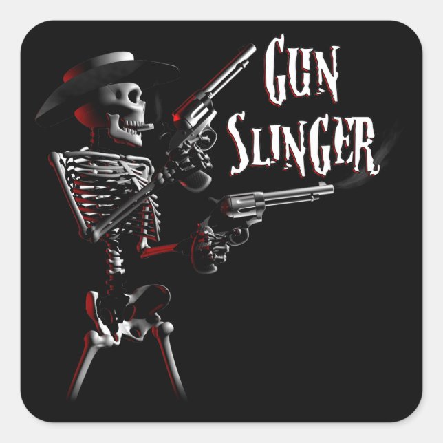 Pegatina Cuadrada Pegatinas de Gun Slinger (Anverso)
